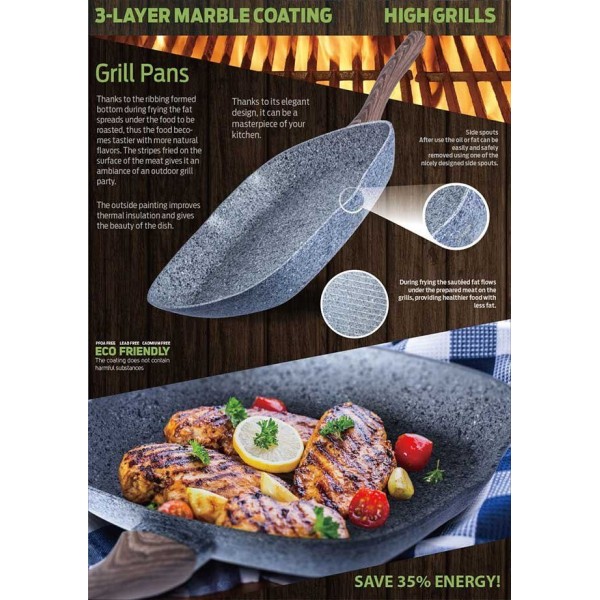 НАБІР З 3 ГРАНІТНИХ СКОВОРІД BERLINGER HAUS BH-1215