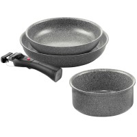 BALLARINI TORRE Набір з 2 сковорідок (24 + 28 см) + каструля 16 см 1H