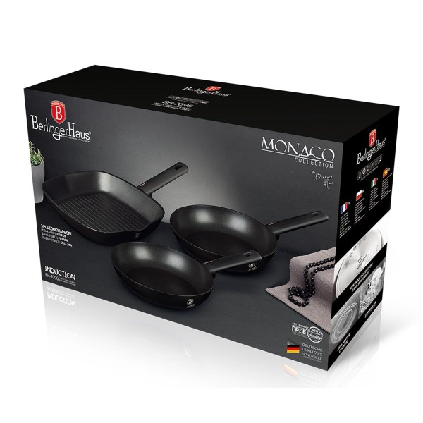НАБІР З 3 ТИТАНОВИХ СКОВОРОДИН BERLINGER HAUS MONACO BH-7096