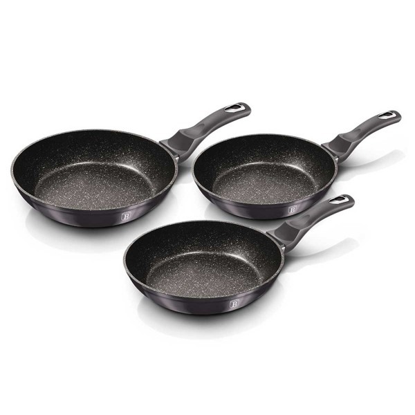 НАБІР З 3 ГРАНІТНИХ СКОВОРОДИН BERLINGER HAUS BH-6903 CARBON PRO