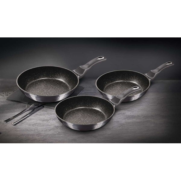 НАБІР З 3 ГРАНІТНИХ СКОВОРОДИН BERLINGER HAUS BH-6903 CARBON PRO