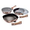 НАБІР З 3 ГРАНІТНИХ СКОВОРОДИН ЗІ З'ЄМНОЮ РУЧКОЮ 5 ЕЛЕМЕНТІВ BERLINGER HAUS METALLIC LINE ROSE GOLD BH-7038