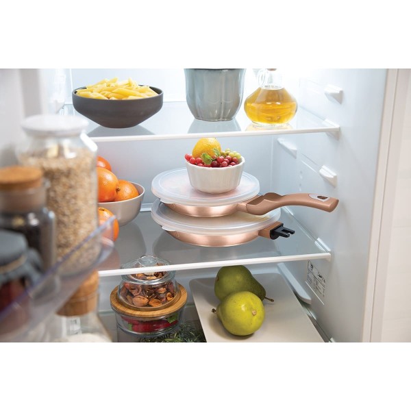 НАБІР З 3 ГРАНІТНИХ СКОВОРОДИН ЗІ З'ЄМНОЮ РУЧКОЮ 5 ЕЛЕМЕНТІВ BERLINGER HAUS METALLIC LINE ROSE GOLD BH-7038