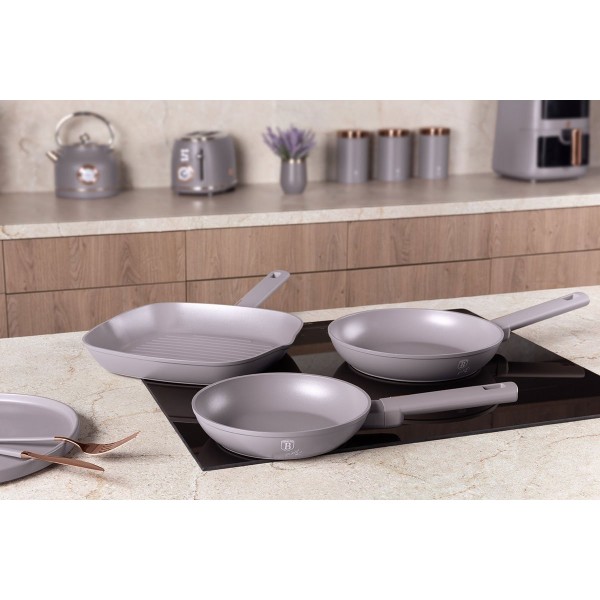 НАБІР З 3 ТИТАНОВИХ СКОВОРОДИН BERLINGER HAUS BH-8109 СІРО-КОЛЬОРОВИЙ