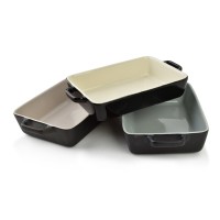 Прямокутна тарілка BASIC, мікс кольорів, 23x16x5 см з ручками 27 см