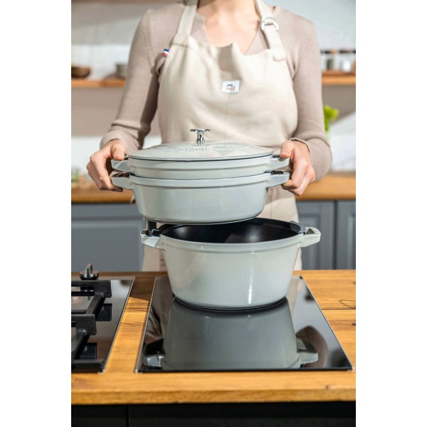 Zestaw naczyń do zapiekania Staub Zestaw 3 naczyń + pokrywka (24 cm truflowy)