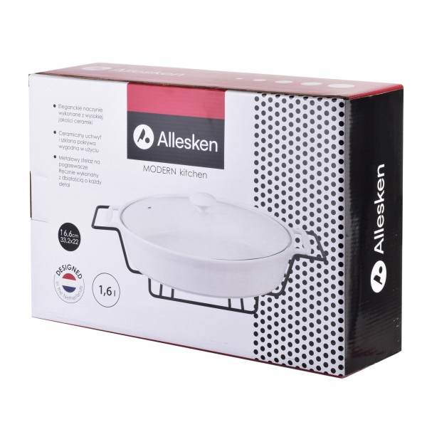 СУЧАСНА КУХНЯ Тарілка для підігріву 1,6 л 33,2x22x6,6 см гладка біла