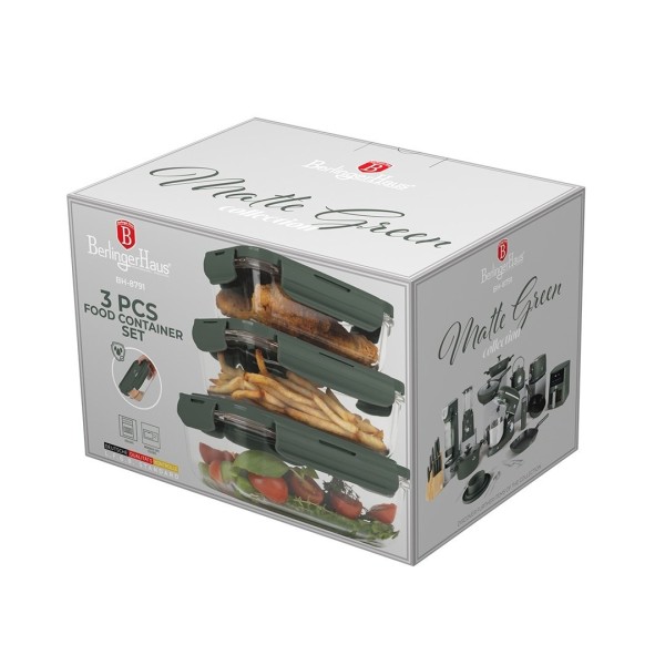Харчові контейнери з кришками BerlingerHaus BH-8791 Matte Green Collection