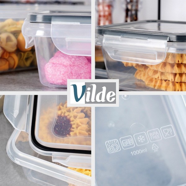 Пластикові контейнери для зберігання продуктів 7 розмірів 24 штуки VILDE 229159