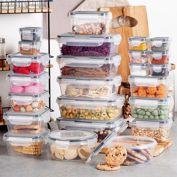 Пластикові контейнери для зберігання продуктів 7 розмірів 24 штуки VILDE 229159