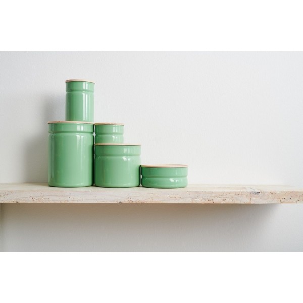 RIESS - Низький кухонний контейнер з дерев'яною кришкою 0.6 л Повільно зелений