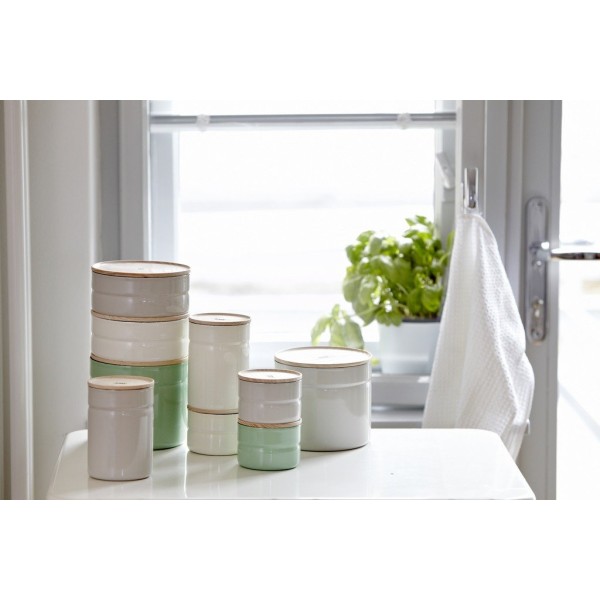 RIESS - Низький кухонний контейнер з дерев'яною кришкою 0.6 л Повільно зелений