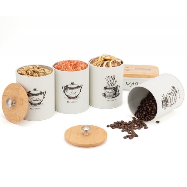 НАБІР З 4 КУХОННИХ КОНТЕЙНЕРІВ ТА МАСЛЯНКИ E-6056