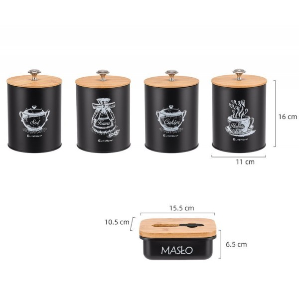 Zestaw pojemników na żywność i maselniczka ELITEHOFF E-6055 (4 elementy)