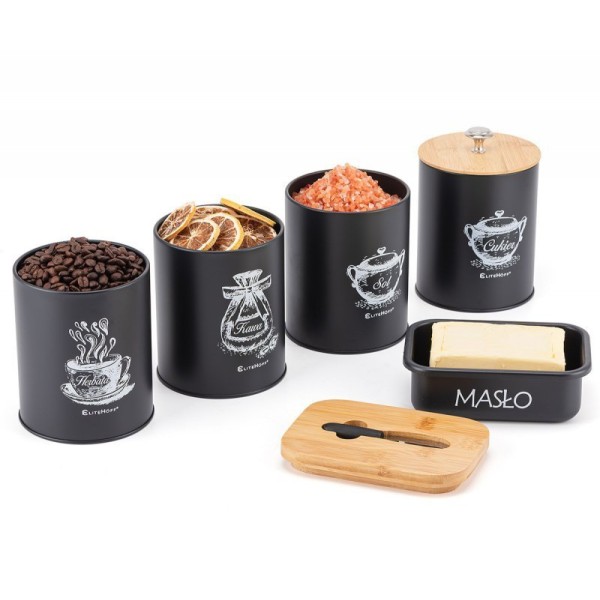 НАБІР З 4 КУХОННИХ КОНТЕЙНЕРІВ ТА МАСЛЯНКИ E-6055