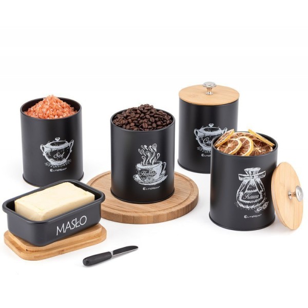 Zestaw pojemników na żywność i maselniczka ELITEHOFF E-6055 (4 elementy)