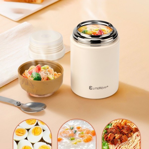 Термос для вечері об'ємом 500 мл з мискою та складною ложкою E-8250