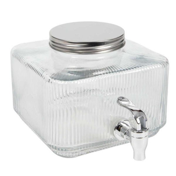 3-літрова скляна банка для напоїв з плоским краном для холодильника