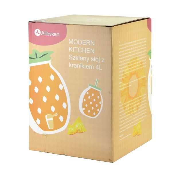 СУЧАСНА КУХНЯ Скляна банка з краном ананас 4 л