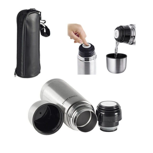 СТАЛЕВИЙ ТЕРМОС З КРИШКОЮ 0,5 Л KiNGHOFF KH-4052
