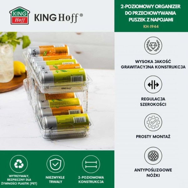 Regulowany organizer grawitacyjny na puszki Kinghoff KH-1944 (regulowany)
