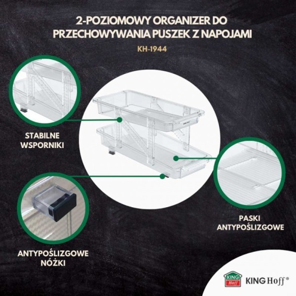 Regulowany organizer grawitacyjny na puszki Kinghoff KH-1944 (regulowany)