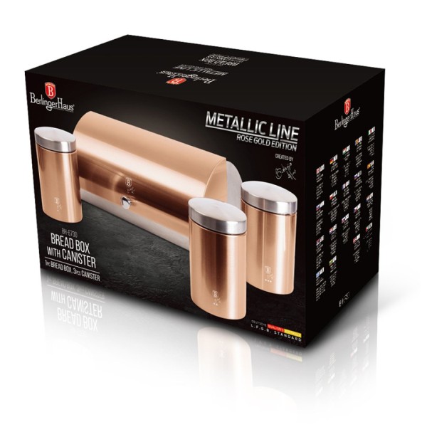 Chlebak z zestawem pojemników Berlinger haus BH-6730 (rose gold)