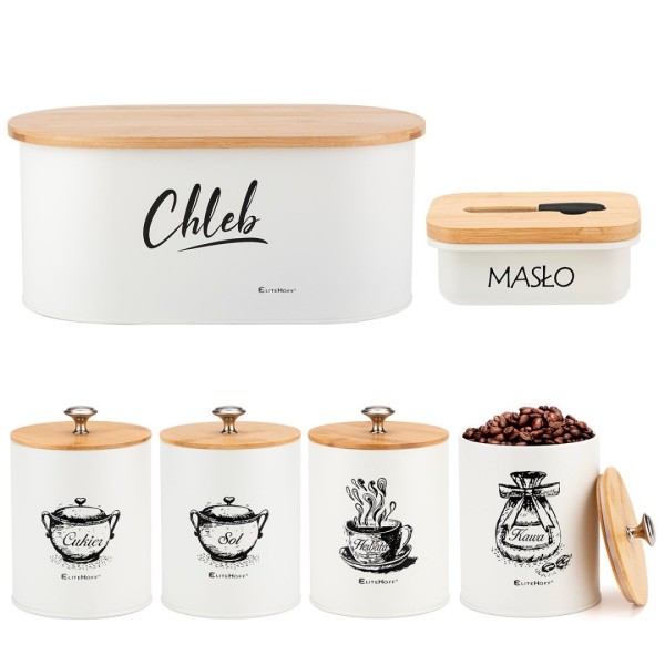 Chlebak z pojemnikami i maselniczką ELITEHOFF E-6080 (zestaw)
