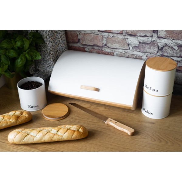 Chlebak Brunbeste BB-2702 (stalowo-bambusowy, +3 pojemniki)