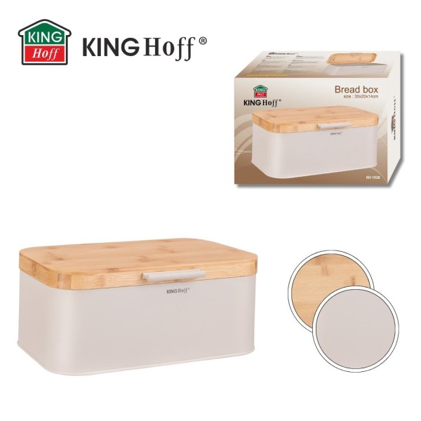 Хлібниця з дерев'яною кришкою, контейнер для хліба, KINGHOFF KH-1928