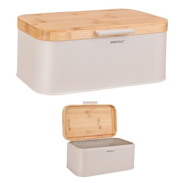 Хлібниця з дерев'яною кришкою, контейнер для хліба, KINGHOFF KH-1928