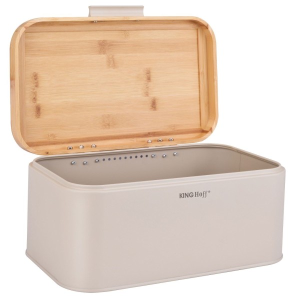 Хлібниця з дерев'яною кришкою, контейнер для хліба, KINGHOFF KH-1928