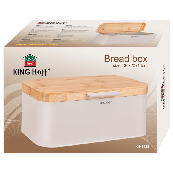 Хлібниця з дерев'яною кришкою, контейнер для хліба, KINGHOFF KH-1928