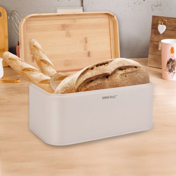 Хлібниця з дерев'яною кришкою, контейнер для хліба, KINGHOFF KH-1928