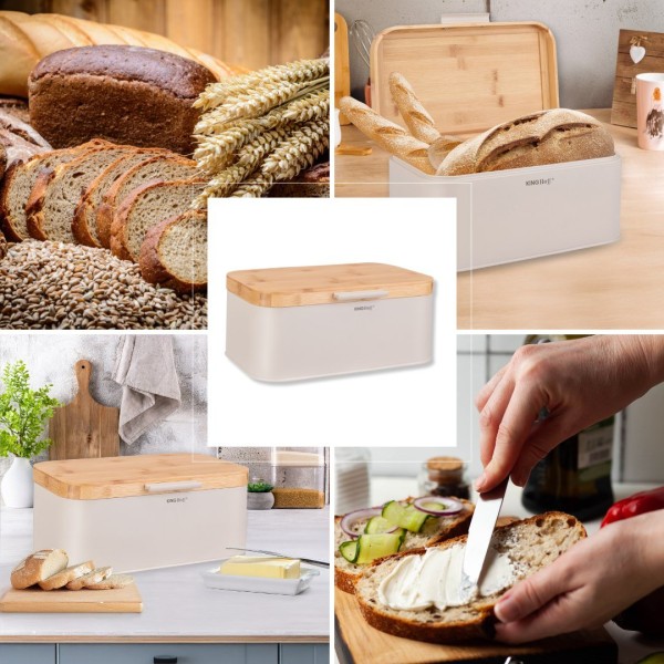 Хлібниця з дерев'яною кришкою, контейнер для хліба, KINGHOFF KH-1928