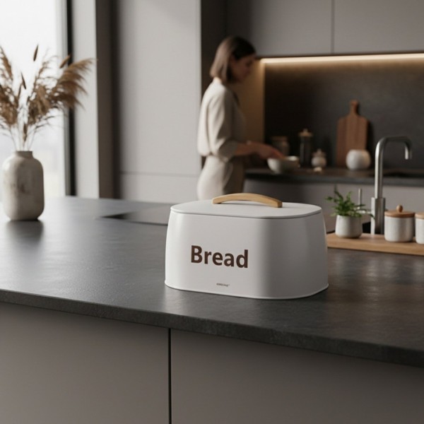 Chlebak do przechowywania pieczywa Kinghoff KH-1947 (stalowy, biały)