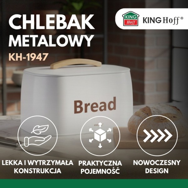 Chlebak do przechowywania pieczywa Kinghoff KH-1947 (stalowy, biały)