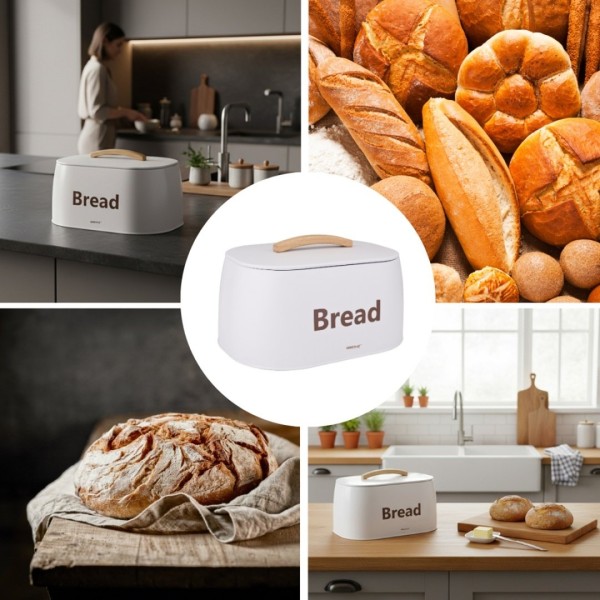 Chlebak do przechowywania pieczywa Kinghoff KH-1947 (stalowy, biały)