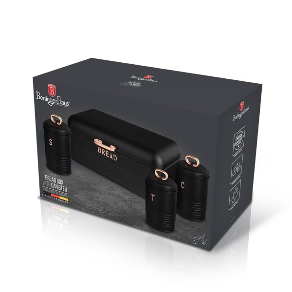 СТАЛЕВА ХЛІБНИЦЯ З 3 КОНТЕЙНЕРАМИ BERLINGER HAUS ЧОРНА ТРОЯНДА BH-6753