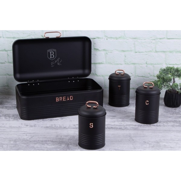 СТАЛЕВА ХЛІБНИЦЯ З 3 КОНТЕЙНЕРАМИ BERLINGER HAUS ЧОРНА ТРОЯНДА BH-6753