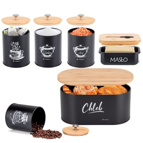 Chlebak z zestawem pojemników i maselniczka ELITEHOFF E-6079 (komplet)