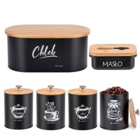 Chlebak z zestawem pojemników i maselniczka ELITEHOFF E-6079 (komplet)