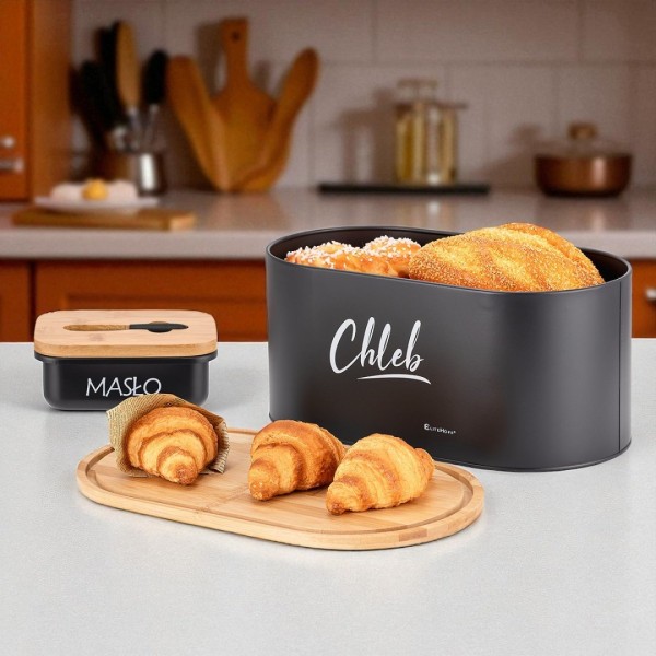 Chlebak z zestawem pojemników i maselniczka ELITEHOFF E-6079 (komplet)