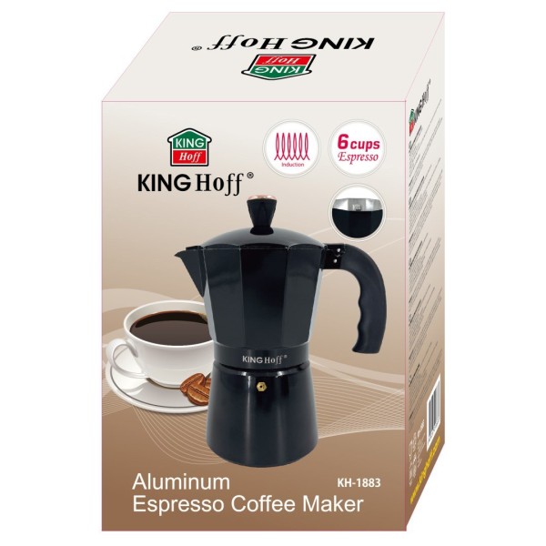 КАВОВАРКА ЕСПРЕСО КАВОВАРКА ПІД ТИСКОМ KINGHOFF 300 МЛ / 6 ЧАШОК KH-1883