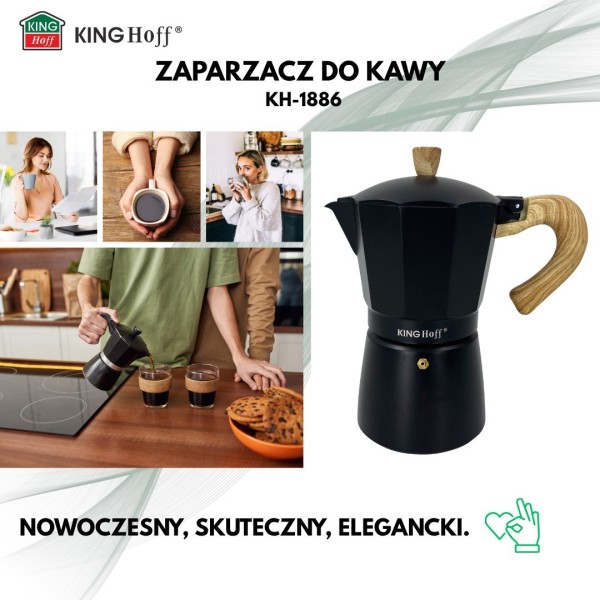 КАВОВАРКА ЕСПРЕСО КАВОВАРКА ПІД ТИСКОМ KINGHOFF 300 МЛ / 6 ЧАШОК KH-1886