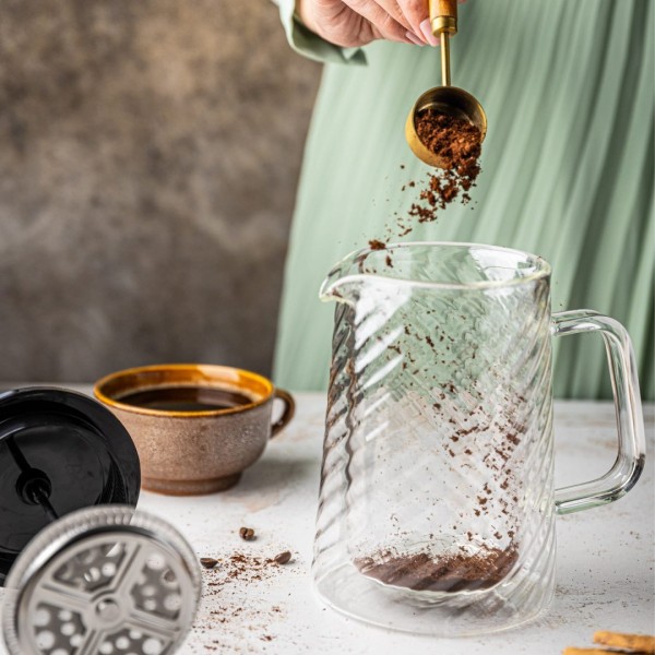 СКЛЯНИЙ ЗАПІРНИК ДЛЯ КАВИ/ЧАЮ 1000 МЛ ФРЕНЧ-ПРЕС KLAUSBERG KB-7764 СРІБЛЯСТИЙ