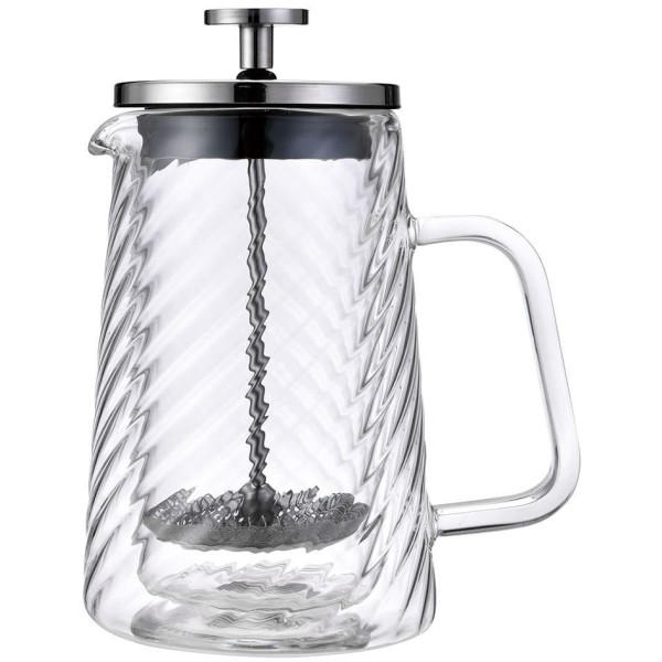 СКЛЯНИЙ ЗАПІРНИК ДЛЯ КАВИ/ЧАЮ 350 МЛ ФРЕНЧ-ПРЕС KLAUSBERG KB-7762 СРІБЛЯСТИЙ