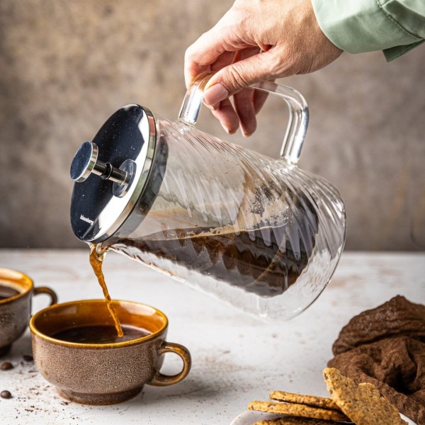 СКЛЯНИЙ ЗАПІРНИК ДЛЯ КАВИ/ЧАЮ 350 МЛ ФРЕНЧ-ПРЕС KLAUSBERG KB-7762 СРІБЛЯСТИЙ