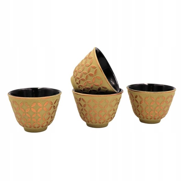 ЧАВУННИЙ ГЛЕЧИК СВІТЛО-ЗОЛОТИСТОГО КОЛІРУ 900 МЛ З ФІЛЬТРОМ ТА ЧАШКАМИ