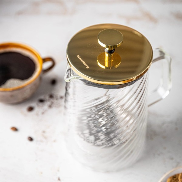 СКЛЯНИЙ ЗАПІК ДЛЯ КАВИ/ЧАЮ 1000 МЛ ФРЕНЧ-ПРЕС KLAUSBERG KB-7767 ЗОЛОТИЙ